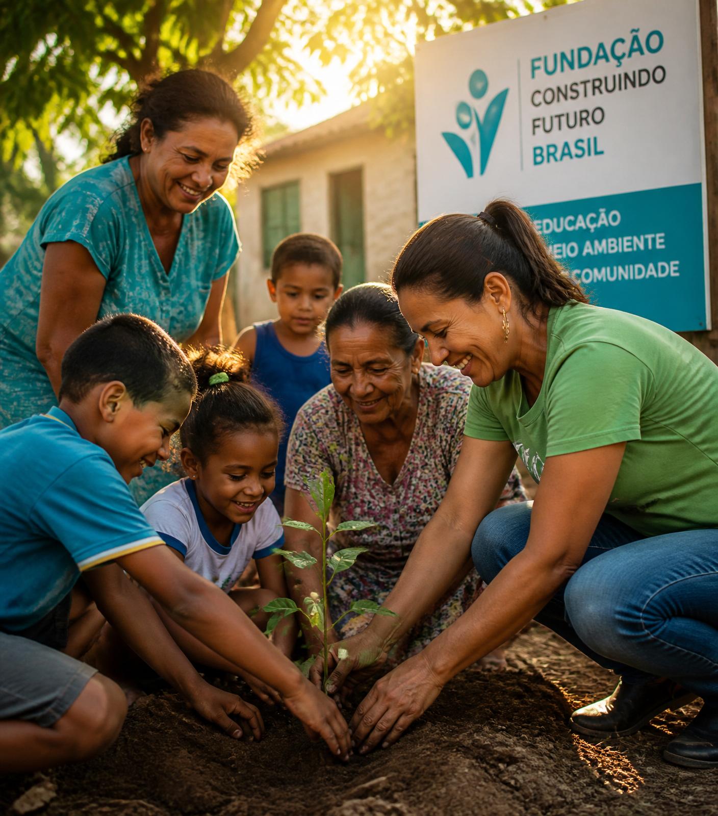 Comunidade brasileira colaborando em projeto de impacto positivo